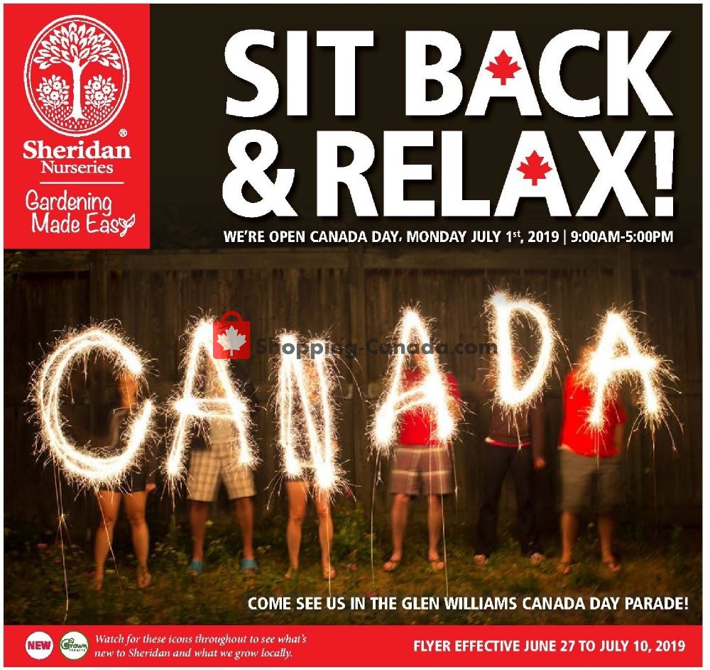Sheridan Nurseries flyer from Thursday June 27, 2019 to Wednesday July 10, 2019 - page 1