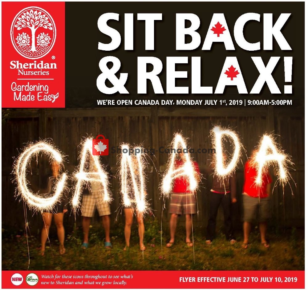 Sheridan Nurseries flyer from Thursday June 27, 2019 to Wednesday July 10, 2019 - page 1