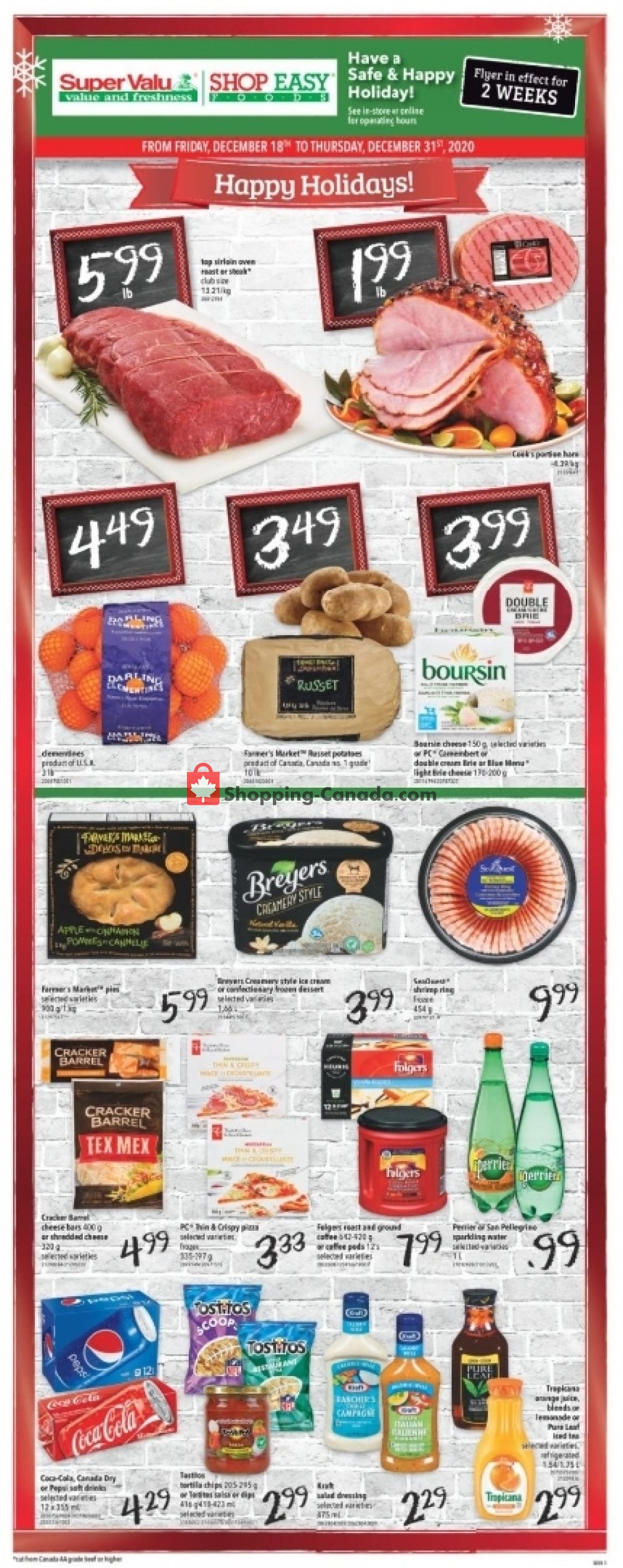 Shop Easy Foods & SuperValu flyer from Friday December 18, 2020 to Thursday December 31, 2020 - page 1