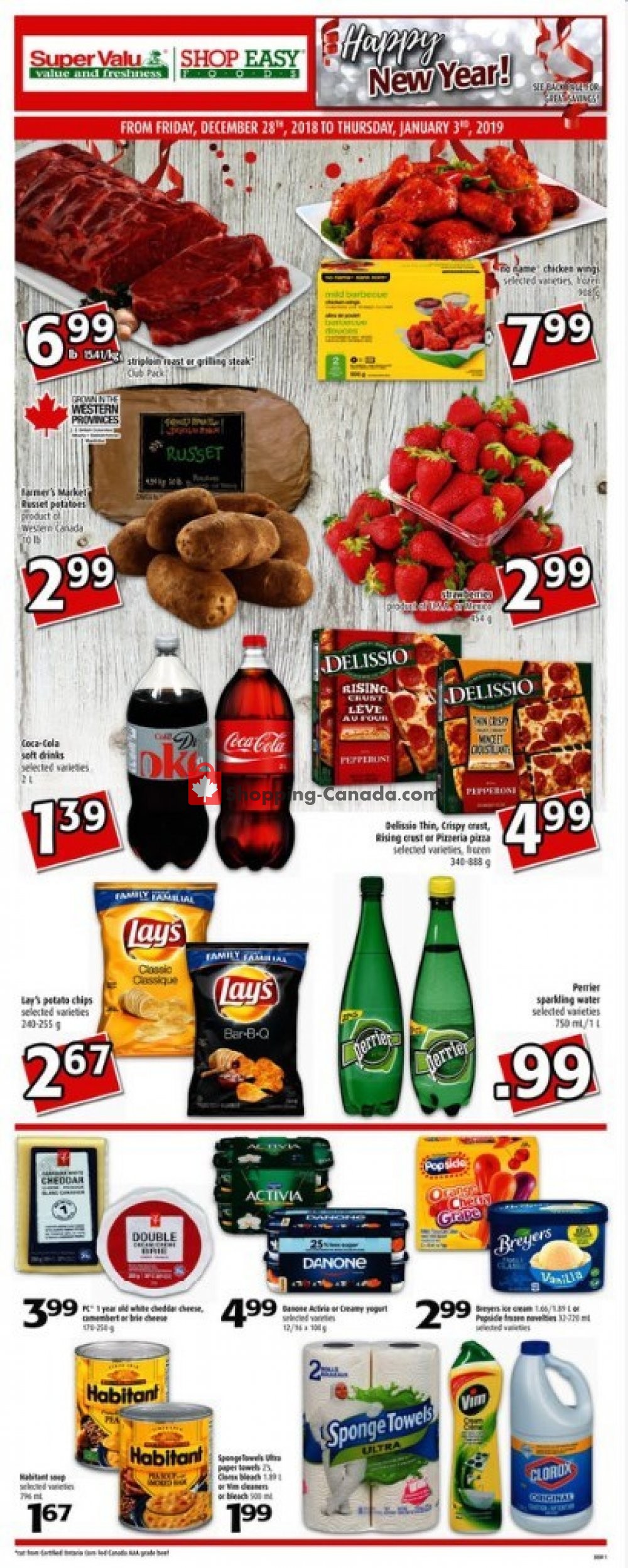 Shop Easy Foods & SuperValu flyer from Friday December 28, 2018 to Thursday January 3, 2019 - page 1