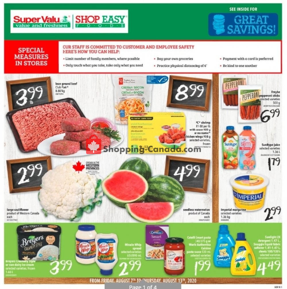 Shop Easy Foods & SuperValu flyer from Friday August 7, 2020 to Thursday August 13, 2020 - page 1
