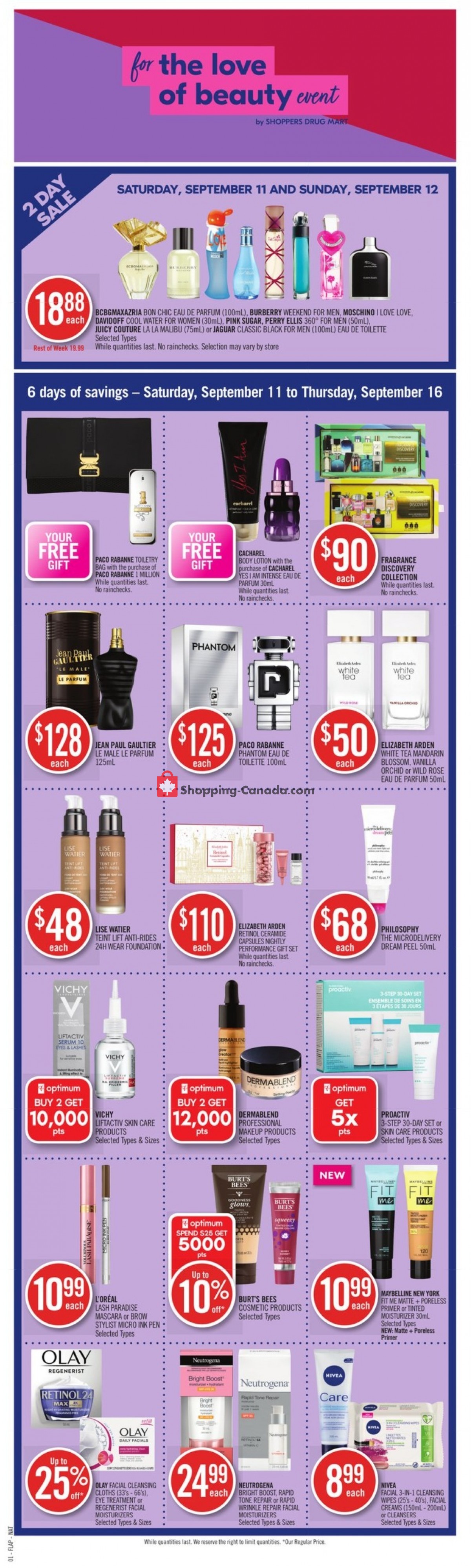 Shoppers Drug Mart flyer from Saturday September 11, 2021 to Thursday September 16, 2021 - page 1