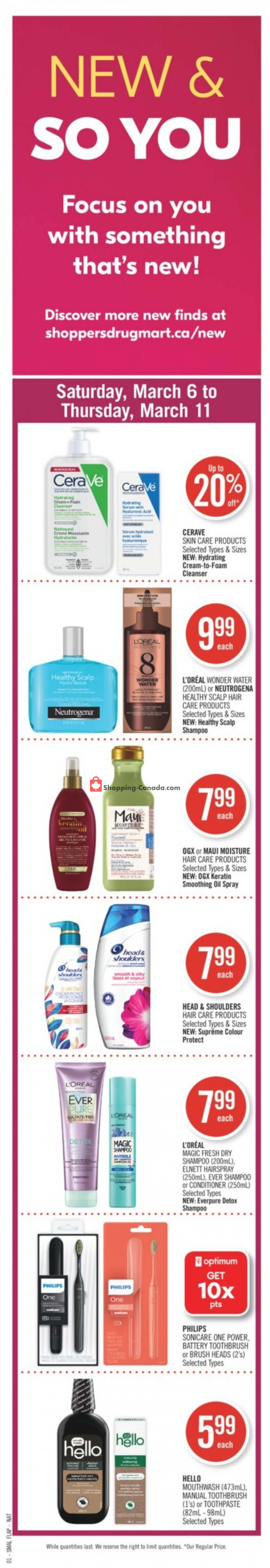Shoppers Drug Mart flyer from Saturday March 6, 2021 to Thursday March 11, 2021 - page 1