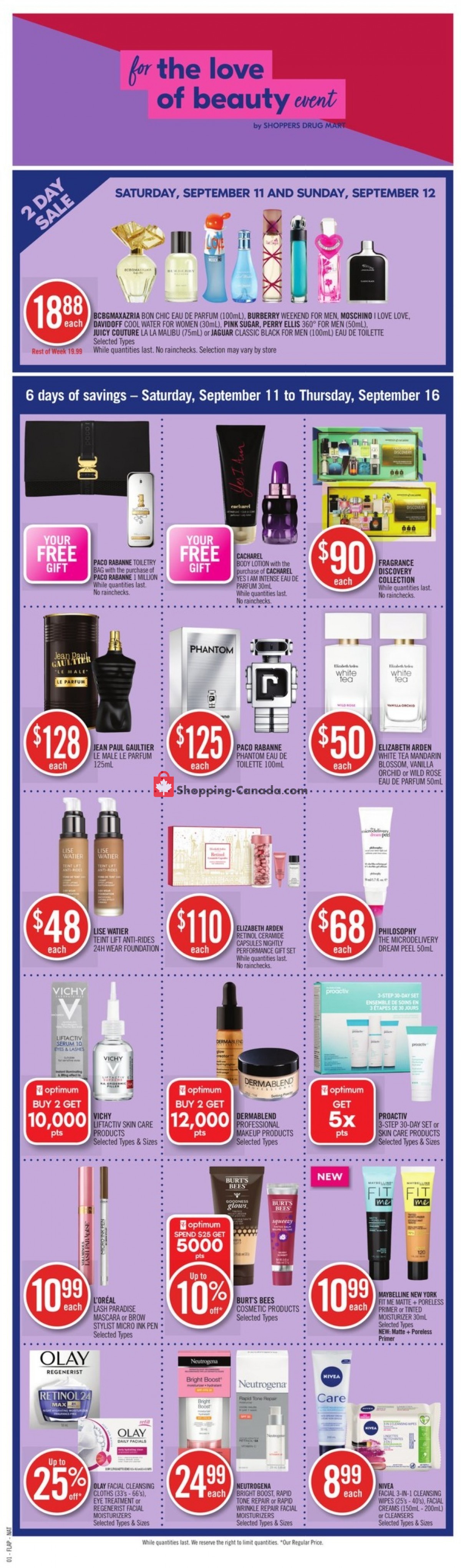 Shoppers Drug Mart flyer from Saturday September 11, 2021 to Thursday September 16, 2021 - page 1