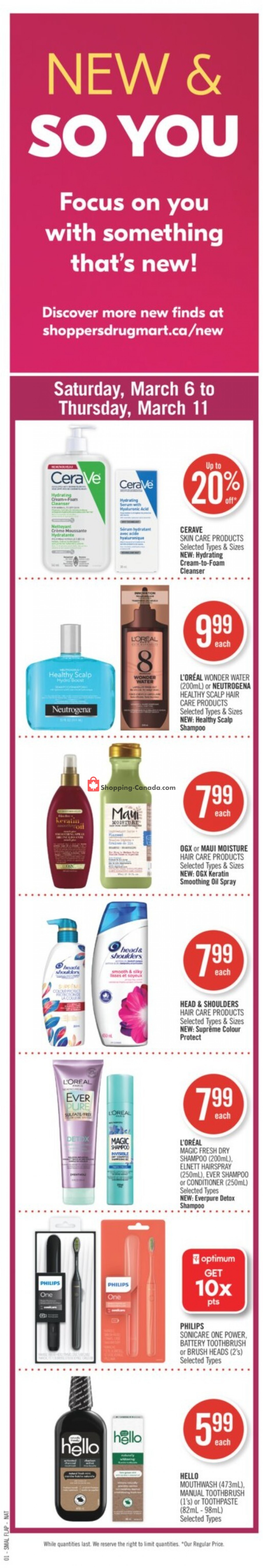 Shoppers Drug Mart flyer from Saturday March 6, 2021 to Thursday March 11, 2021 - page 1