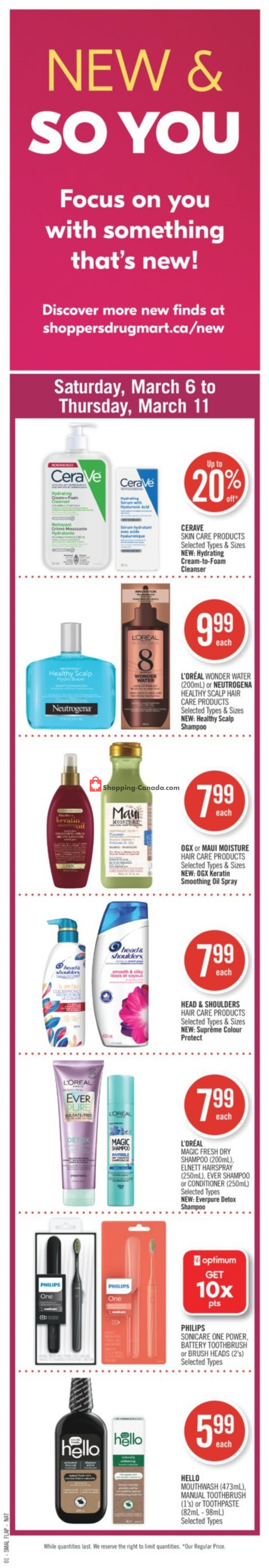 Shoppers Drug Mart flyer from Saturday March 6, 2021 to Thursday March 11, 2021 - page 1