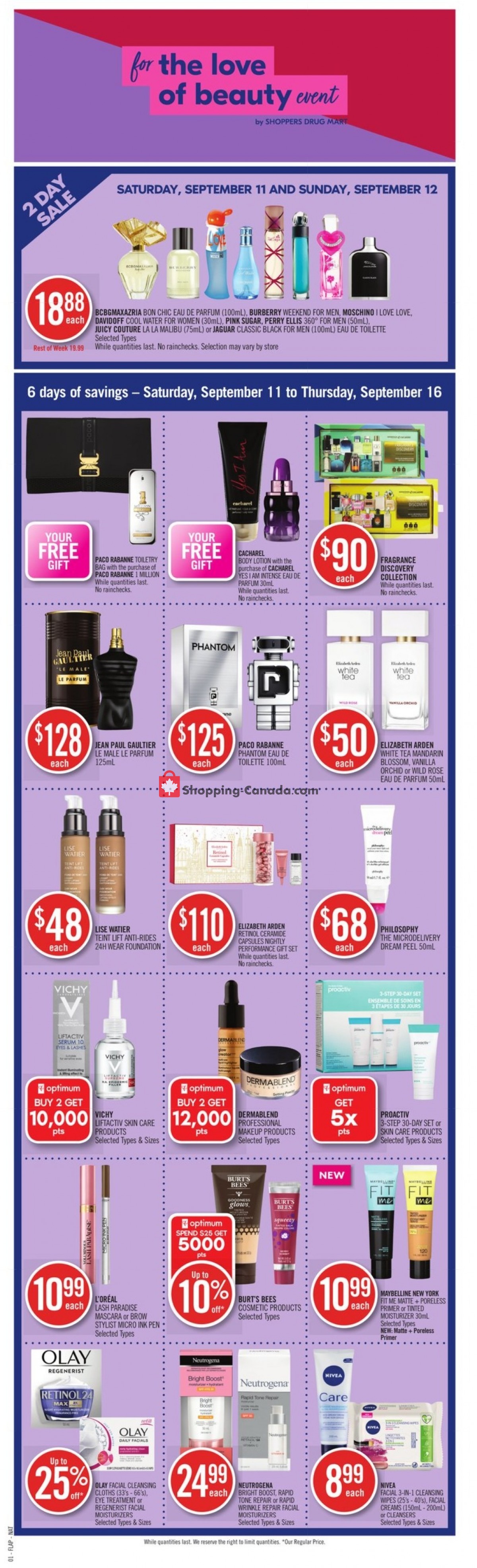 Shoppers Drug Mart flyer from Saturday September 11, 2021 to Thursday September 16, 2021 - page 1