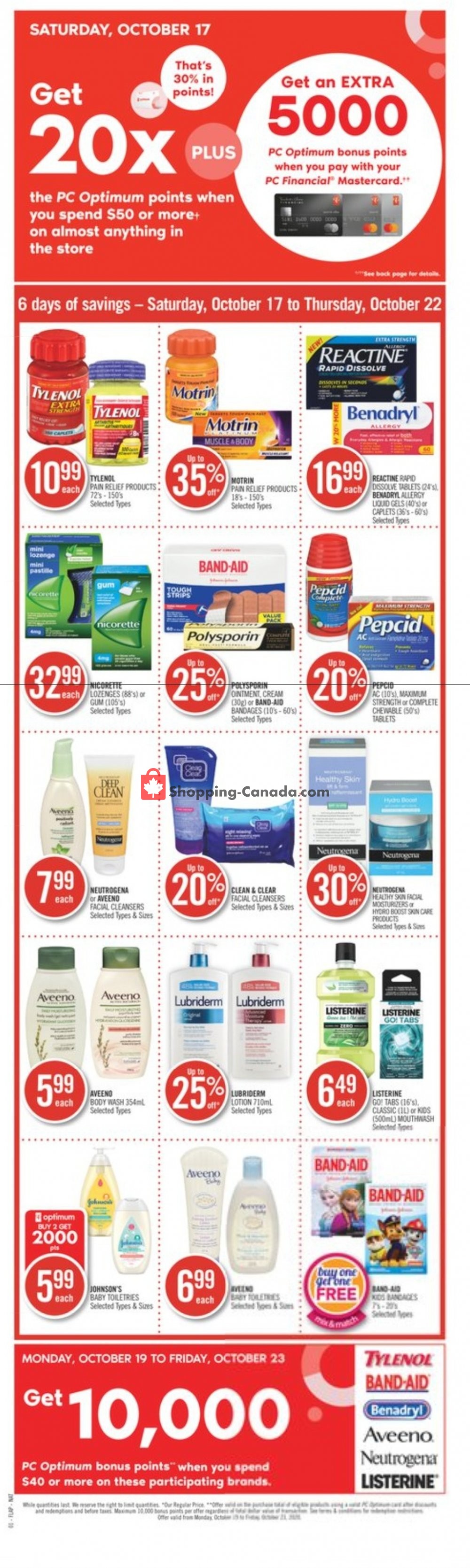 Shoppers Drug Mart flyer from Saturday October 17, 2020 to Thursday October 22, 2020 - page 1