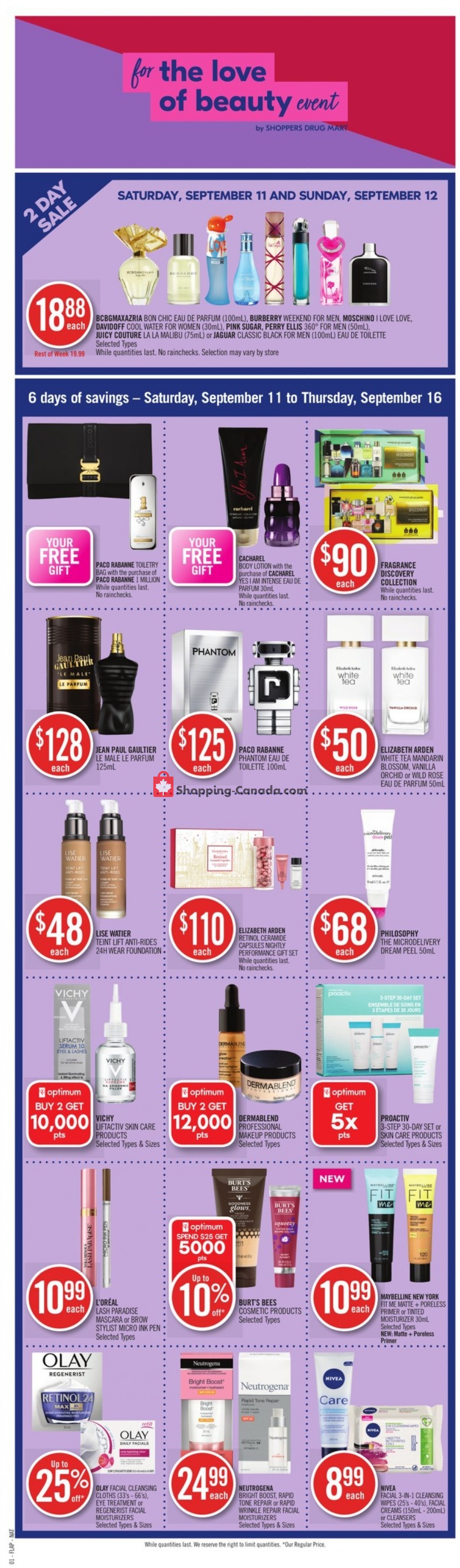 Shoppers Drug Mart flyer from Saturday September 11, 2021 to Thursday September 16, 2021 - page 1