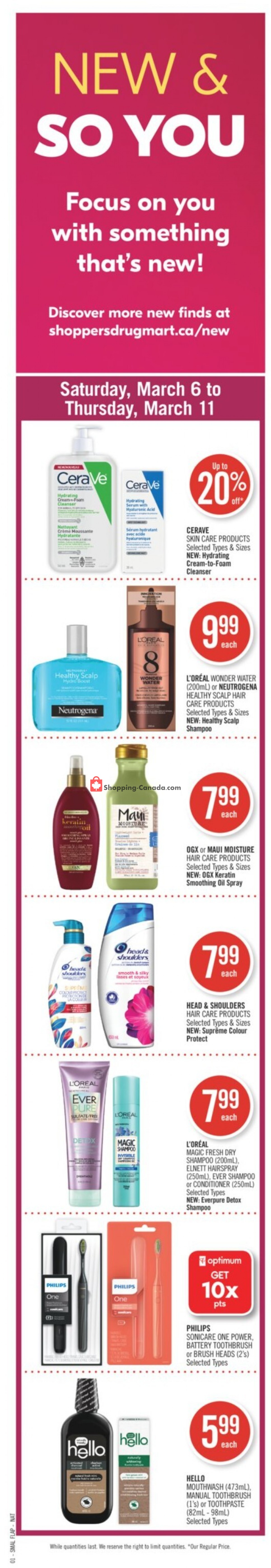 Shoppers Drug Mart flyer from Saturday March 6, 2021 to Thursday March 11, 2021 - page 1