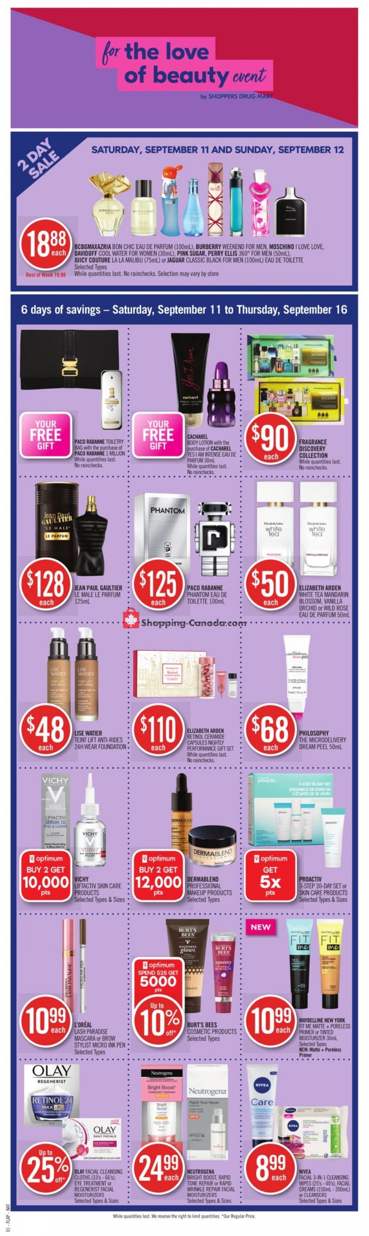 Shoppers Drug Mart flyer from Saturday September 11, 2021 to Thursday September 16, 2021 - page 1