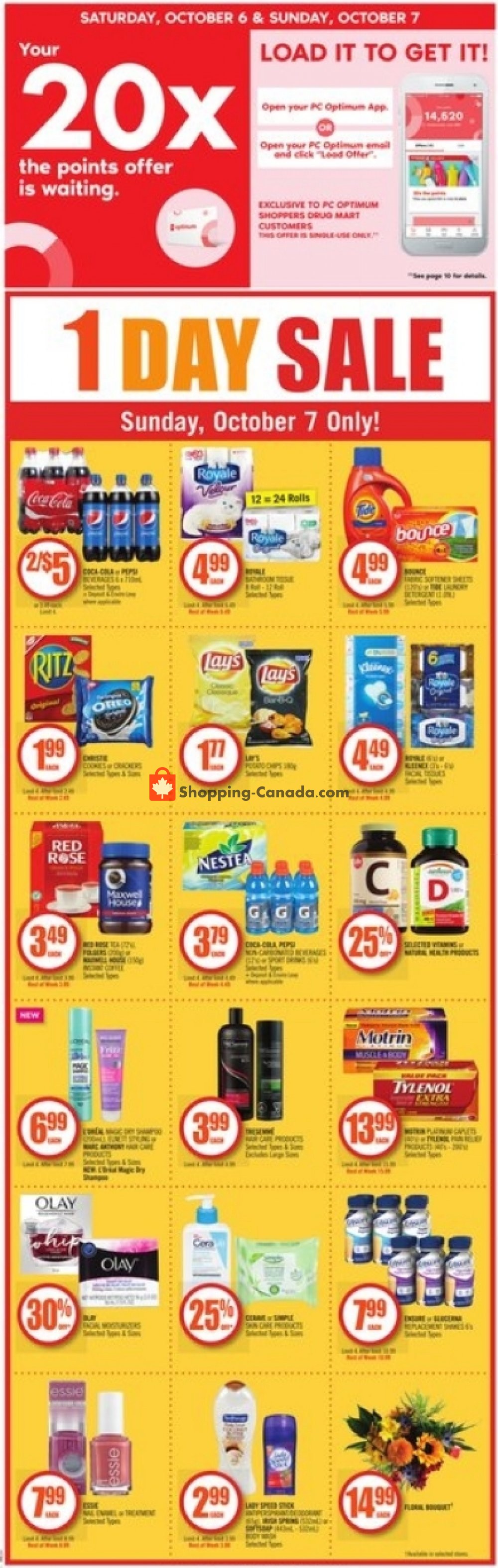 Shoppers Drug Mart flyer from Saturday October 6, 2018 to Friday October 12, 2018 - page 1