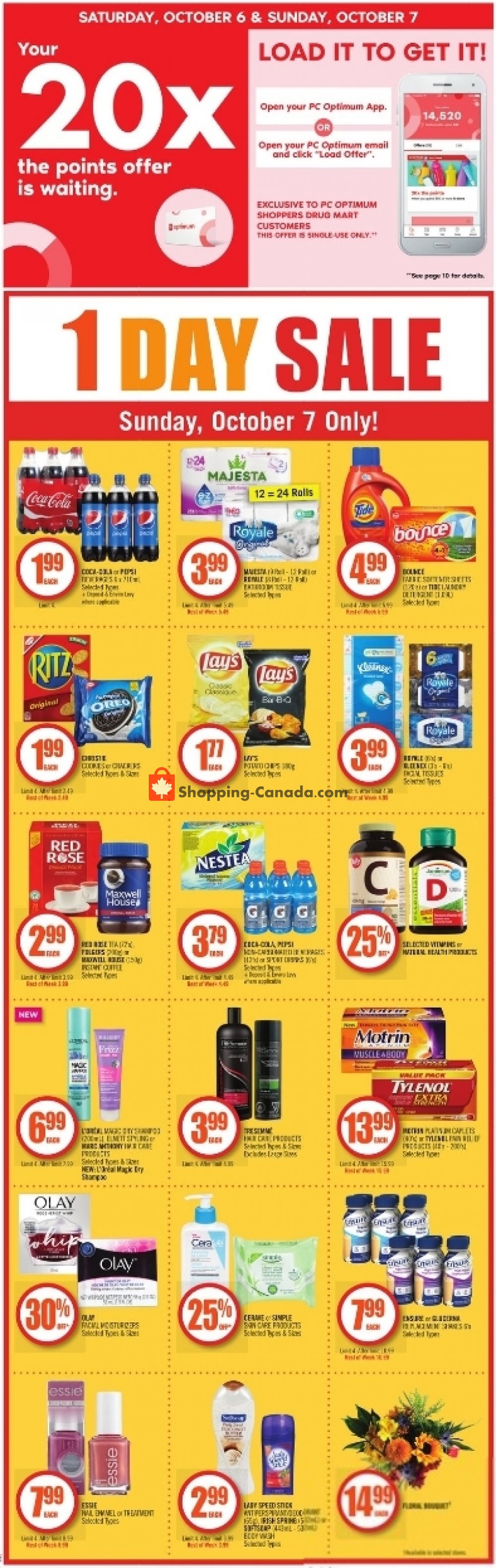 Shoppers Drug Mart flyer from Saturday October 6, 2018 to Friday October 12, 2018 - page 1