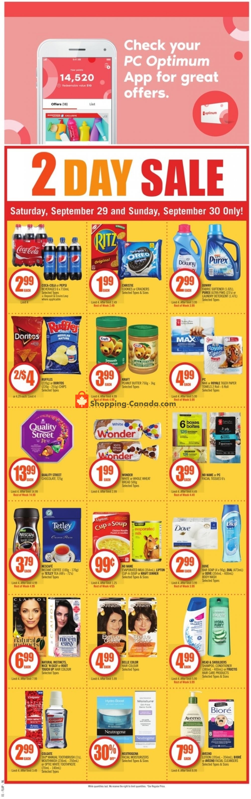 Shoppers Drug Mart flyer from Saturday September 29, 2018 to Thursday October 4, 2018 - page 1