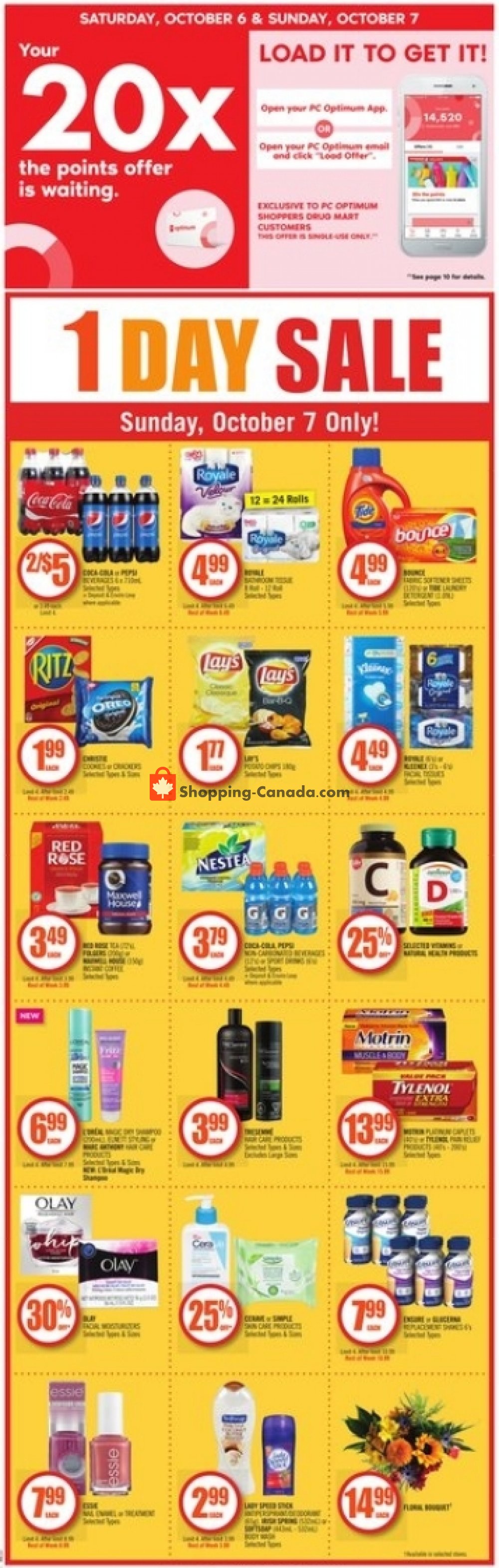 Shoppers Drug Mart flyer from Saturday October 6, 2018 to Friday October 12, 2018 - page 1