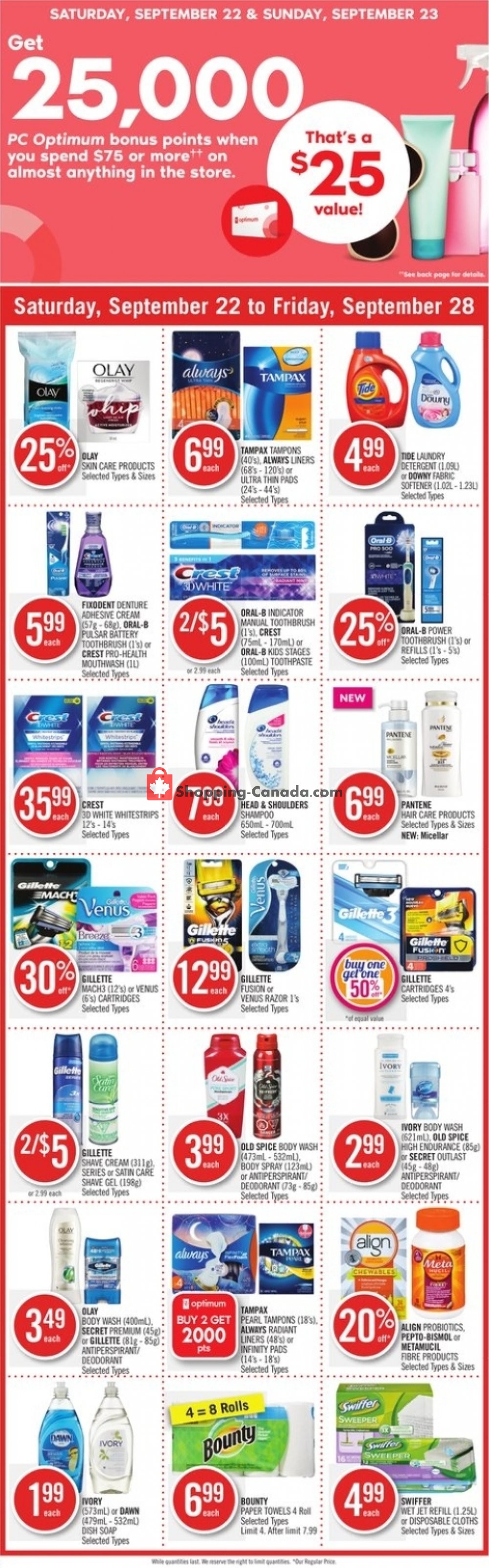 Shoppers Drug Mart flyer from Saturday September 22, 2018 to Friday September 28, 2018 - page 1