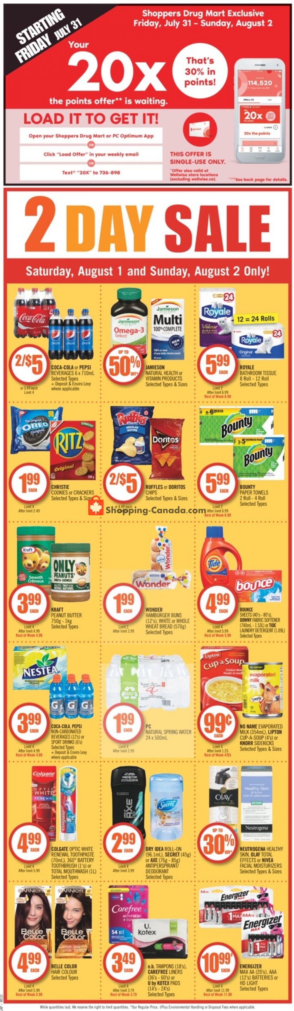 Shoppers Drug Mart flyer from Saturday August 1, 2020 to Friday August 7, 2020 - page 1