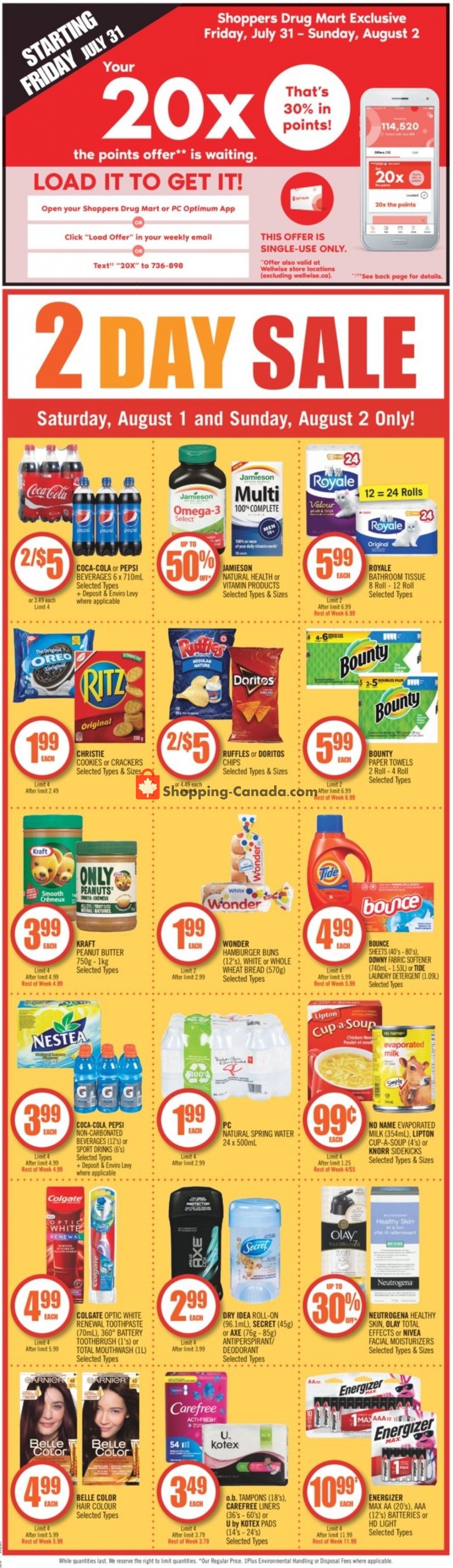 Shoppers Drug Mart flyer from Saturday August 1, 2020 to Friday August 7, 2020 - page 1