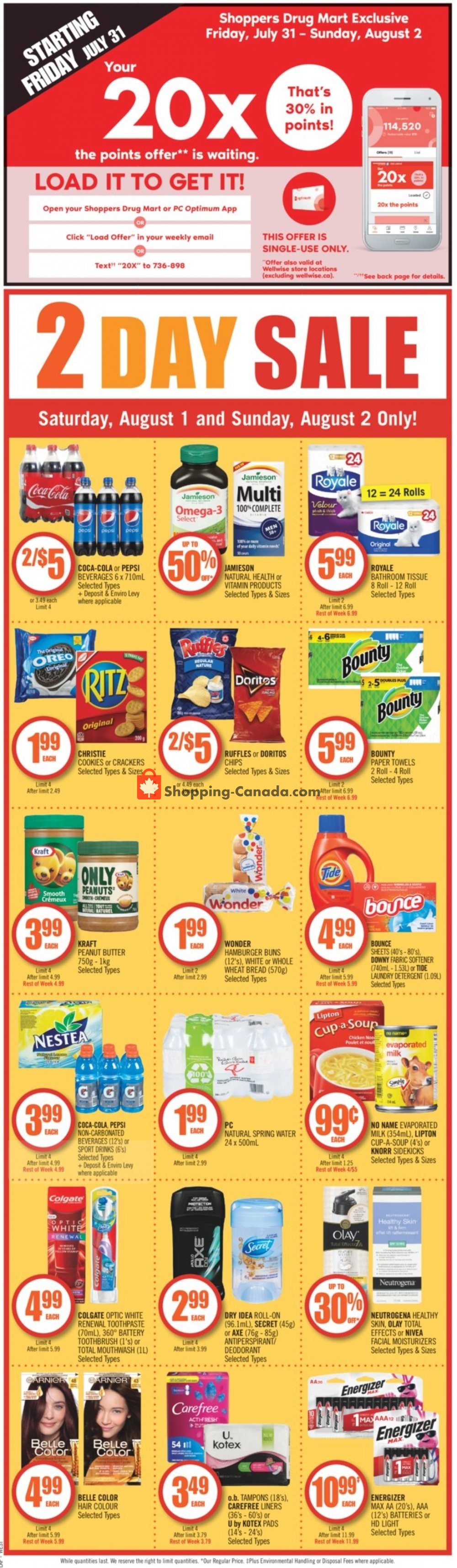 Shoppers Drug Mart flyer from Saturday August 1, 2020 to Friday August 7, 2020 - page 1