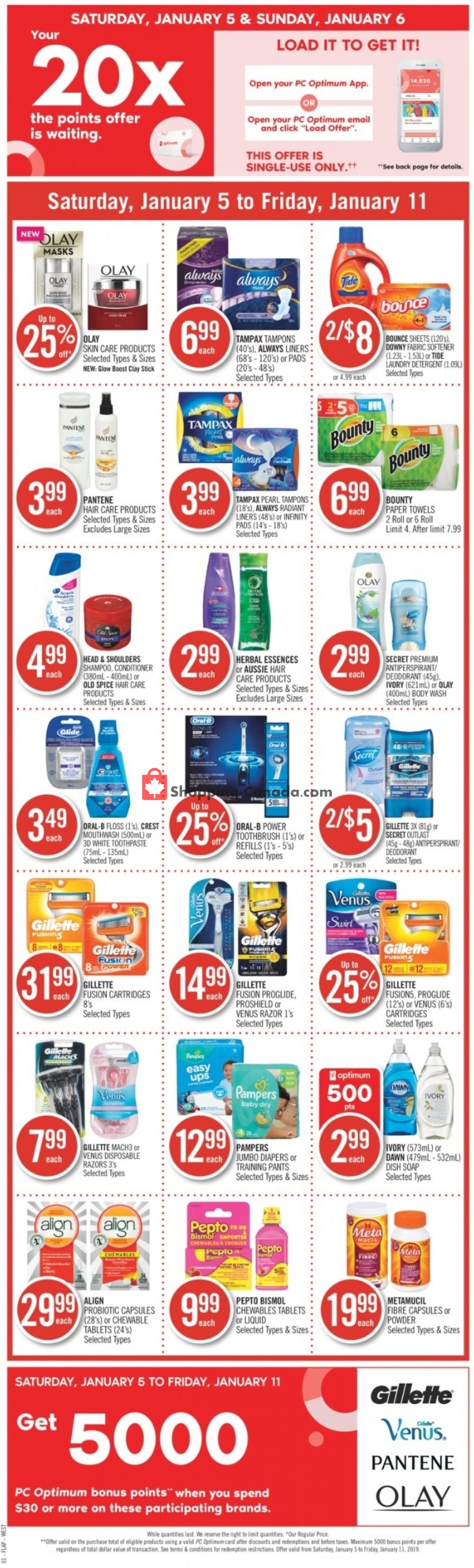 Shoppers Drug Mart flyer from Saturday January 5, 2019 to Friday January 11, 2019 - page 1