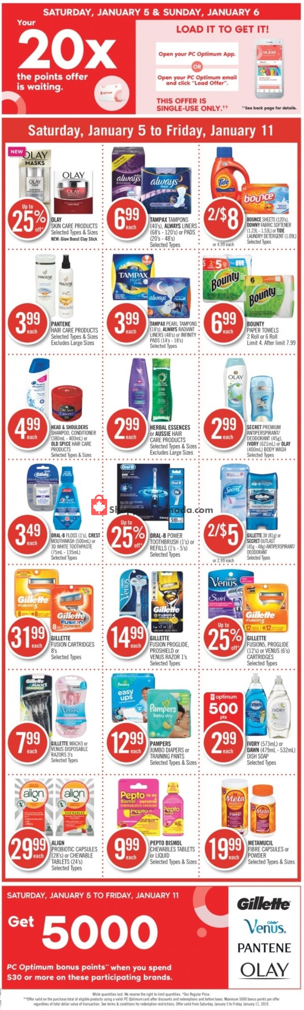 Shoppers Drug Mart flyer from Saturday January 5, 2019 to Friday January 11, 2019 - page 1