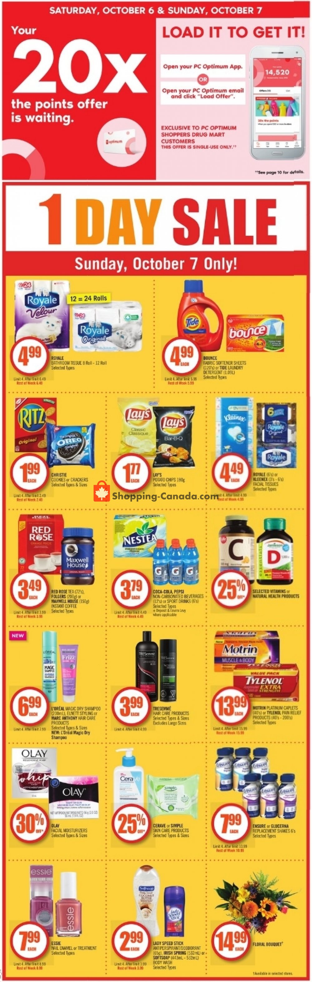 Shoppers Drug Mart flyer from Saturday October 6, 2018 to Friday October 12, 2018 - page 1