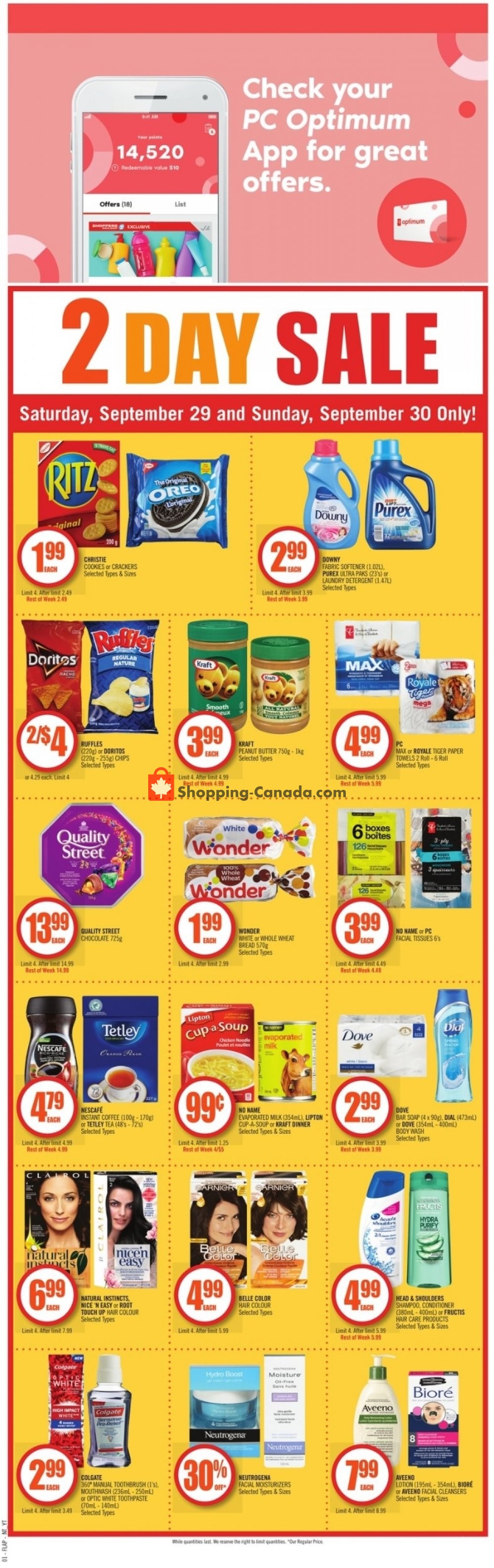 Shoppers Drug Mart flyer from Saturday September 29, 2018 to Thursday October 4, 2018 - page 1