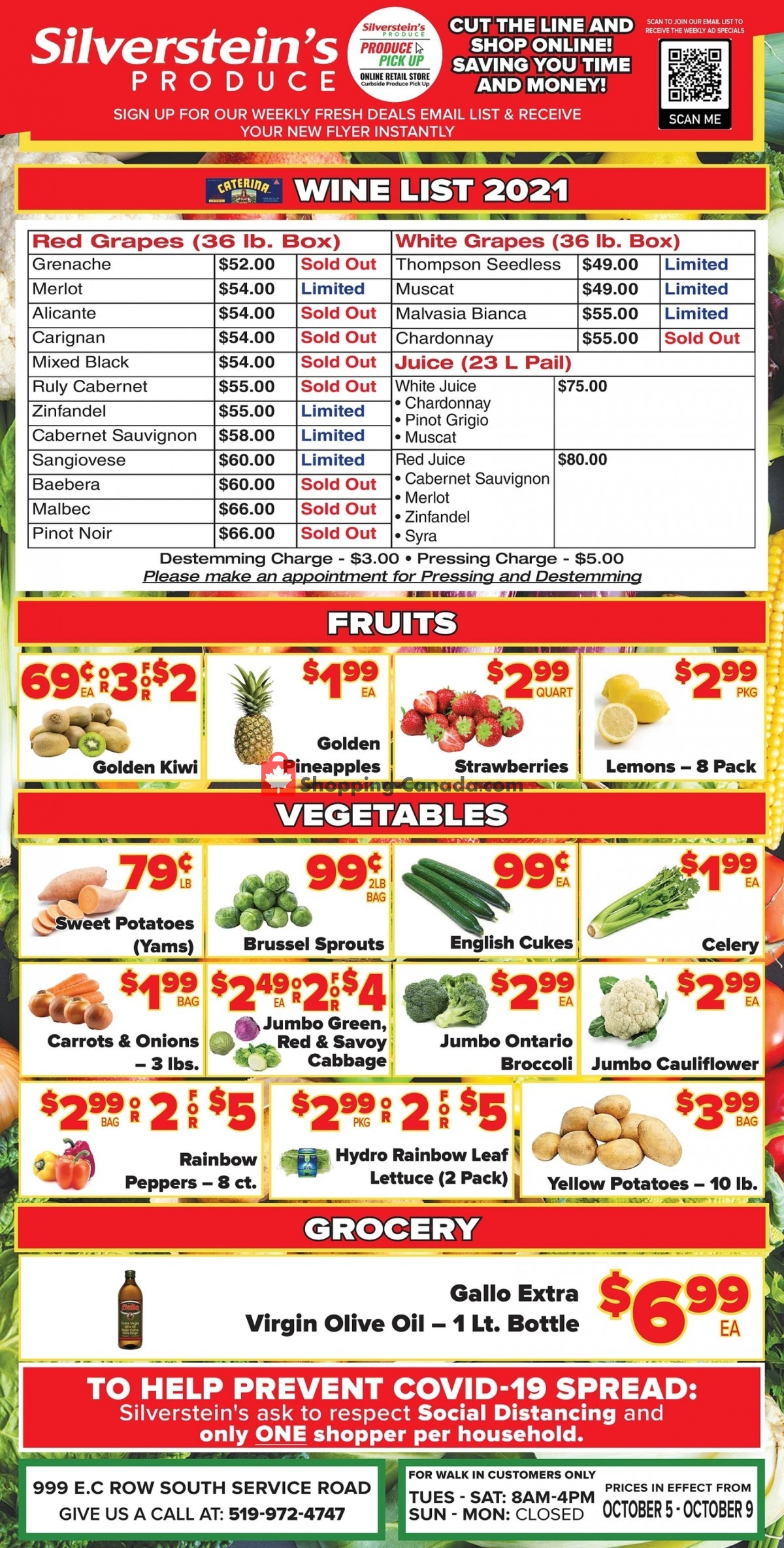 Silverstein's Produce flyer from Tuesday October 5, 2021 to Saturday October 9, 2021 - page 1