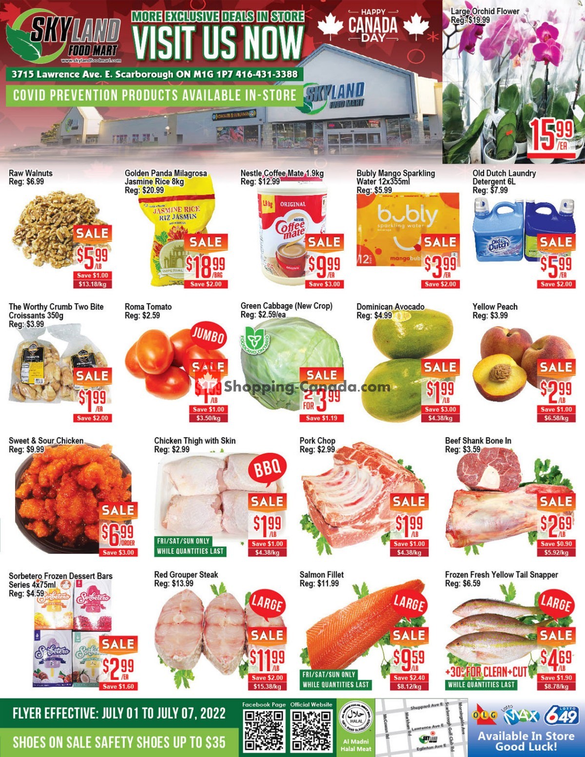 Skyland Food Mart flyer from Friday July 1, 2022 to Thursday July 7, 2022 - page 1