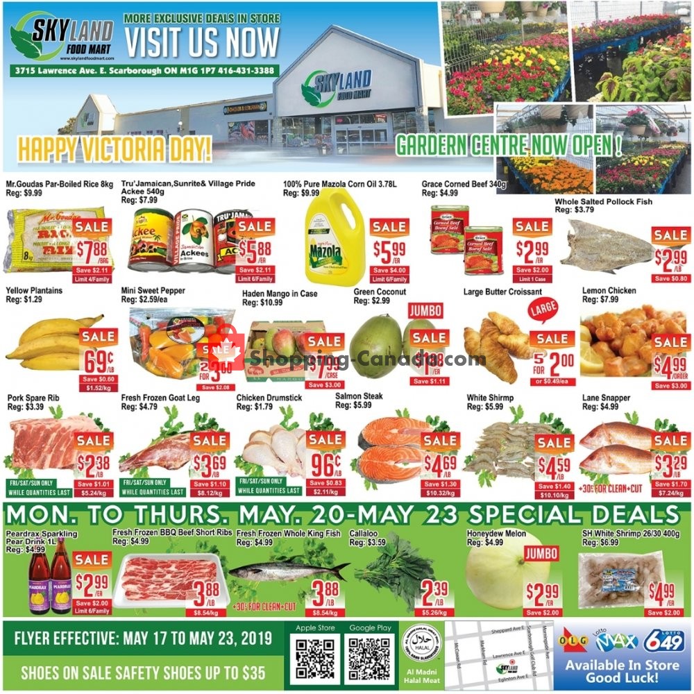Skyland Food Mart flyer from Friday May 17, 2019 to Thursday May 23, 2019 - page 1