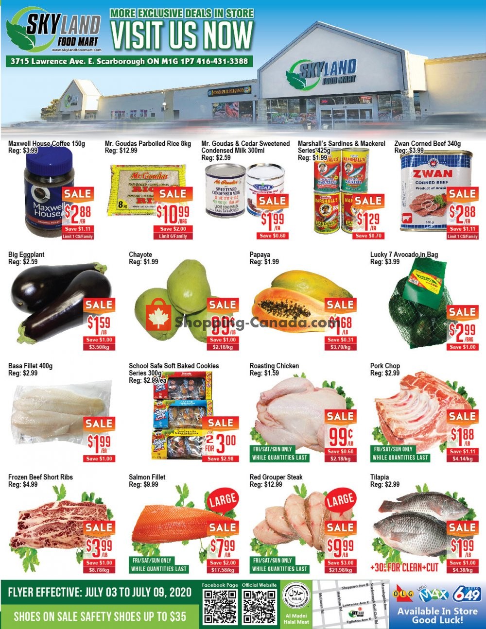 Skyland Food Mart flyer from Friday July 3, 2020 to Thursday July 9, 2020 - page 1