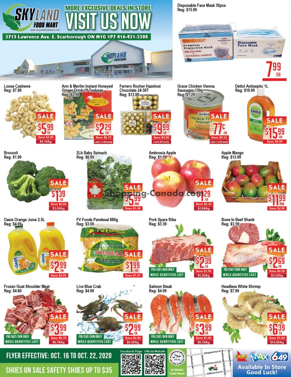 Skyland Food Mart flyer from Friday October 16, 2020 to Thursday October 22, 2020 - page 1