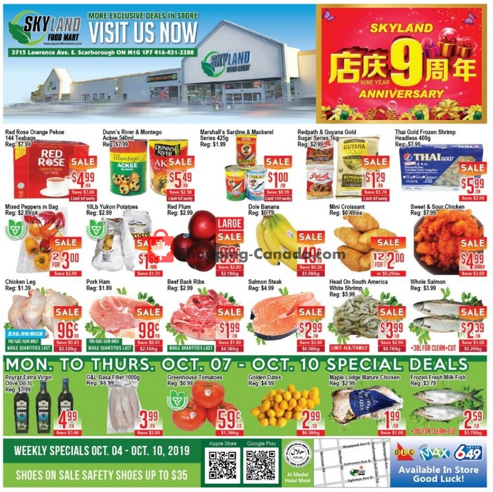 Skyland Food Mart flyer from Friday October 4, 2019 to Thursday October 10, 2019 - page 1