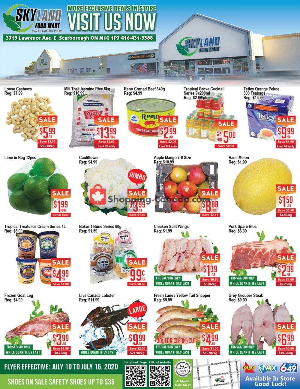 Skyland Food Mart flyer from Friday July 10, 2020 to Thursday July 16, 2020 - page 1