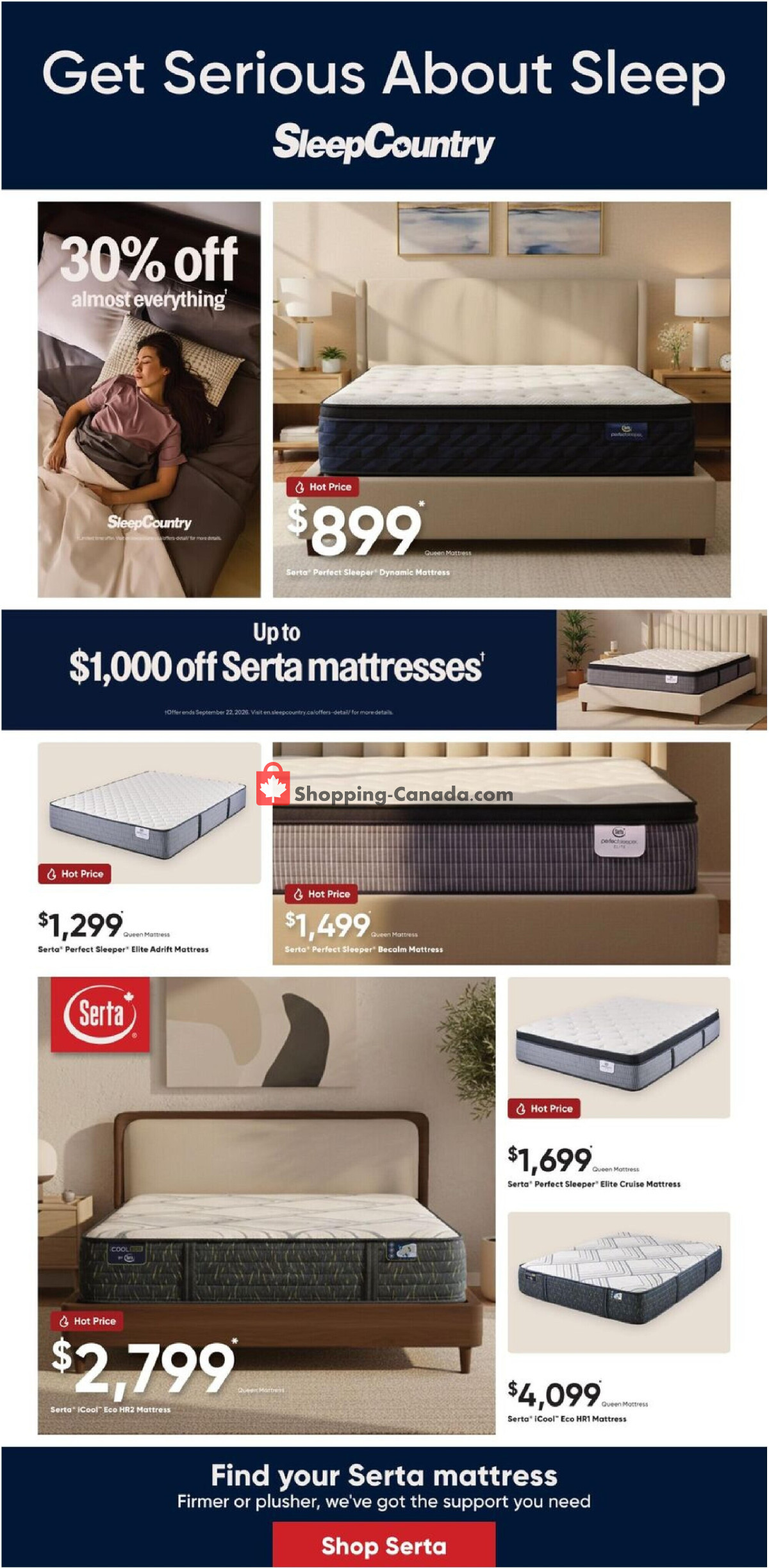 Sleep Country flyer from Wednesday September 2, 2026 to Friday September 11, 2026 - page 1