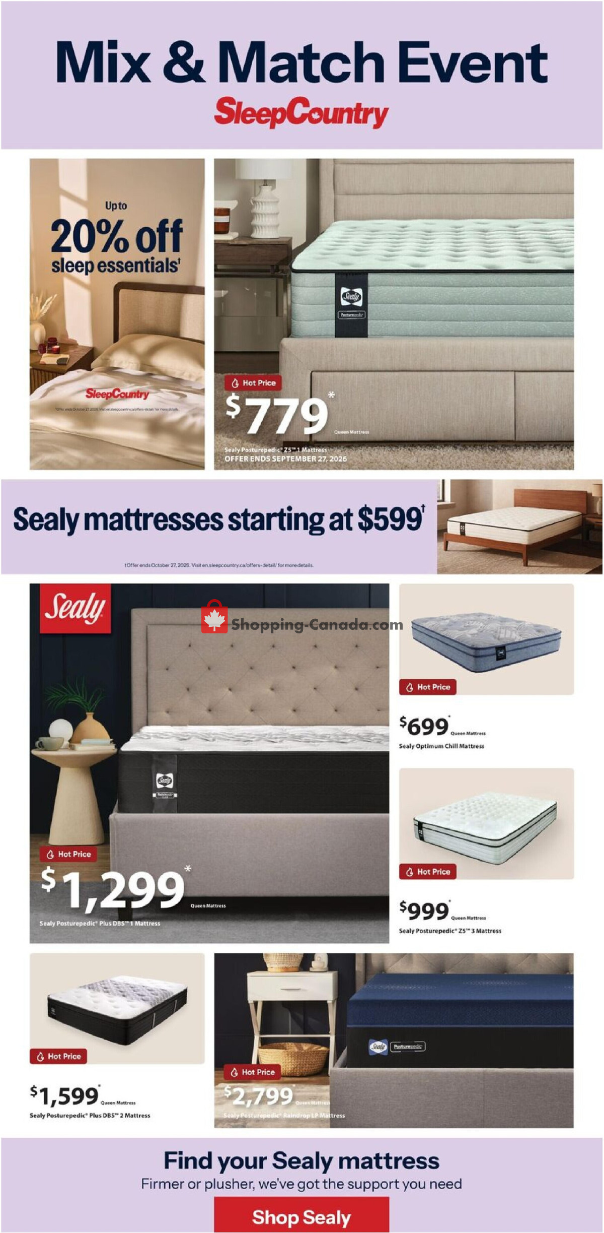 Sleep Country flyer from Wednesday September 23, 2026 to Tuesday September 29, 2026 - page 1
