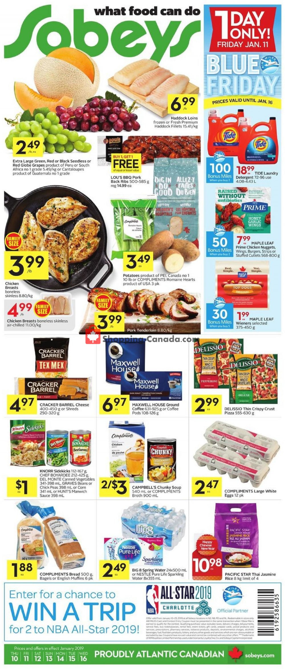 Sobeys flyer from Thursday January 10, 2019 to Wednesday January 16, 2019 - page 1
