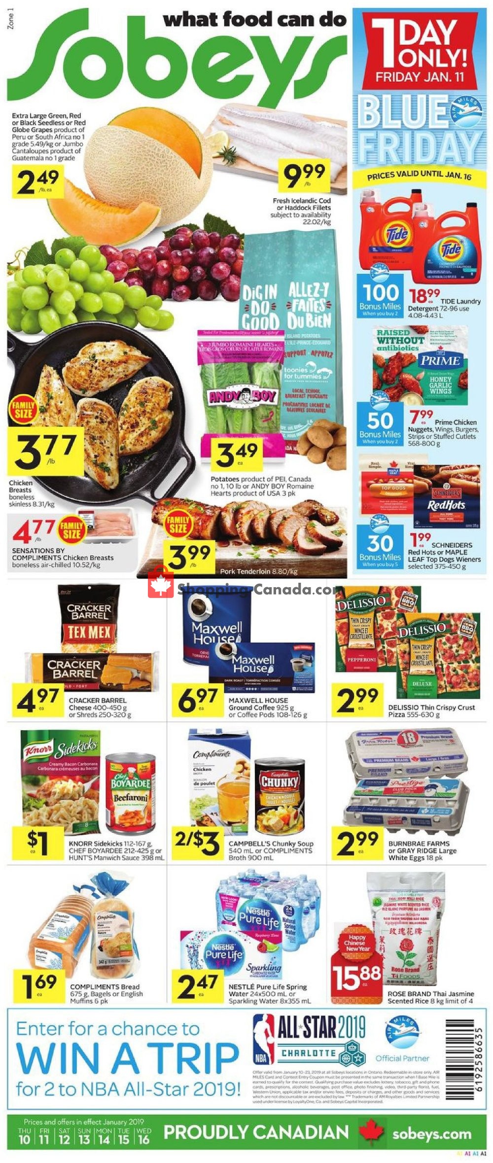 Sobeys flyer from Thursday January 10, 2019 to Wednesday January 16, 2019 - page 1