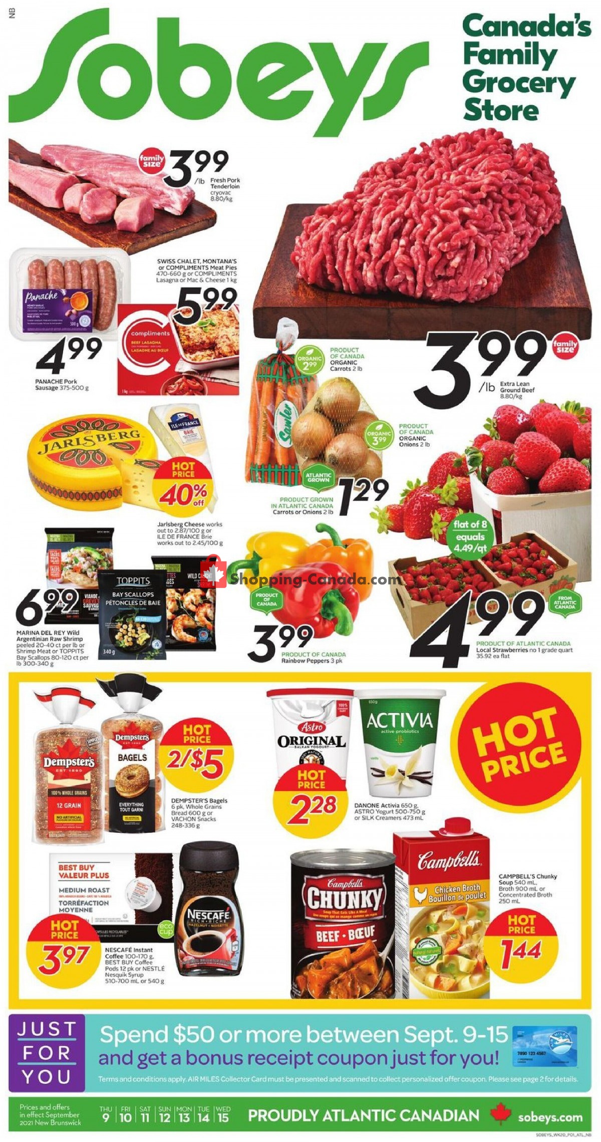 Sobeys flyer from Thursday September 9, 2021 to Wednesday September 15, 2021 - page 1