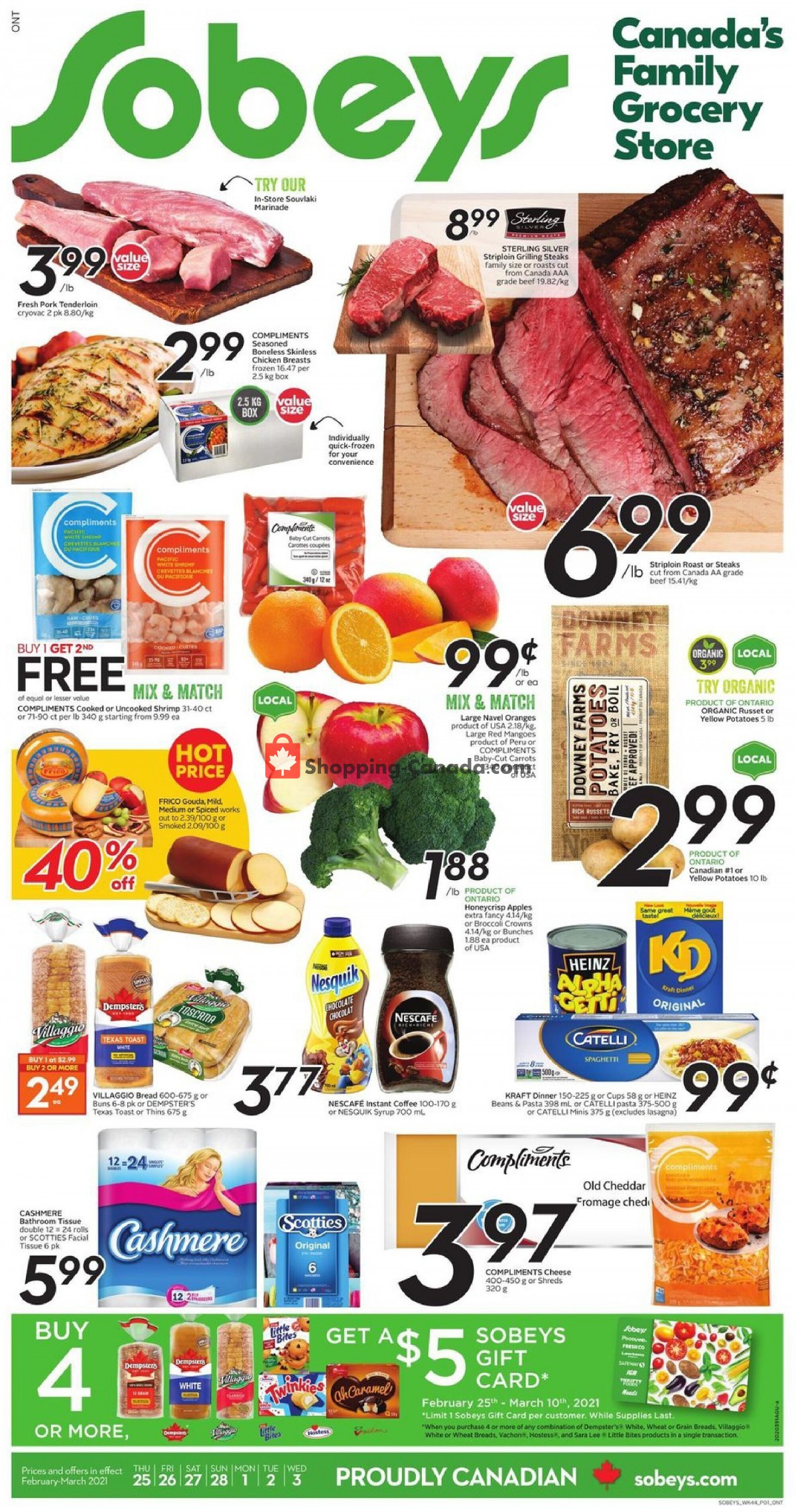 Sobeys flyer from Thursday February 25, 2021 to Wednesday March 3, 2021 - page 1