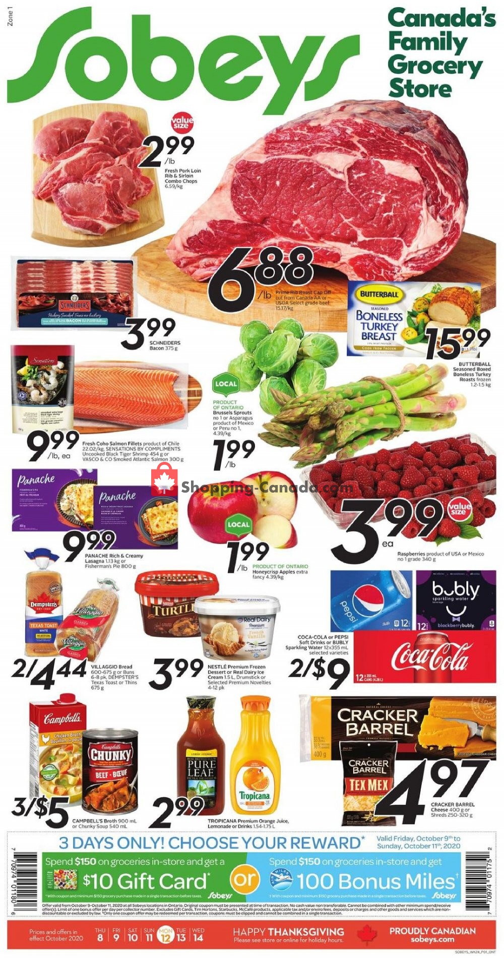 Sobeys Canada, flyer (Canada's Family Grocery Store ON) October 8