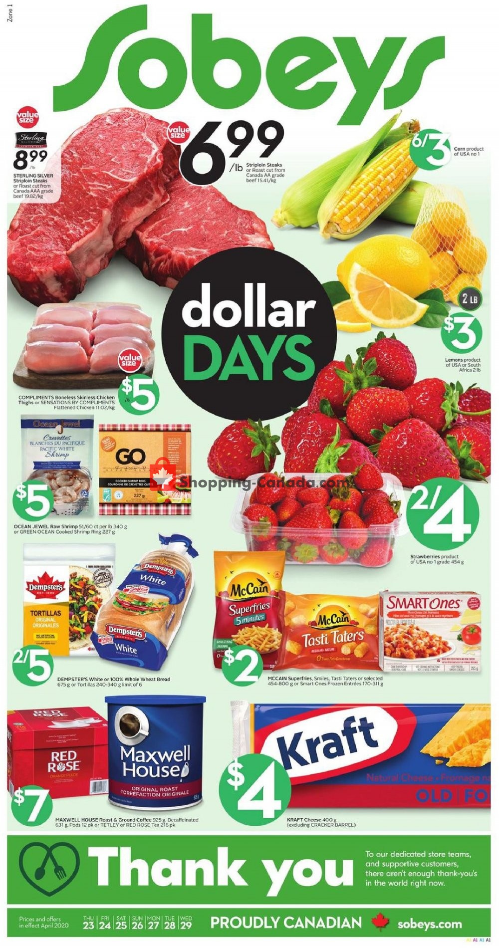 Sobeys flyer from Thursday April 23, 2020 to Wednesday April 29, 2020 - page 1