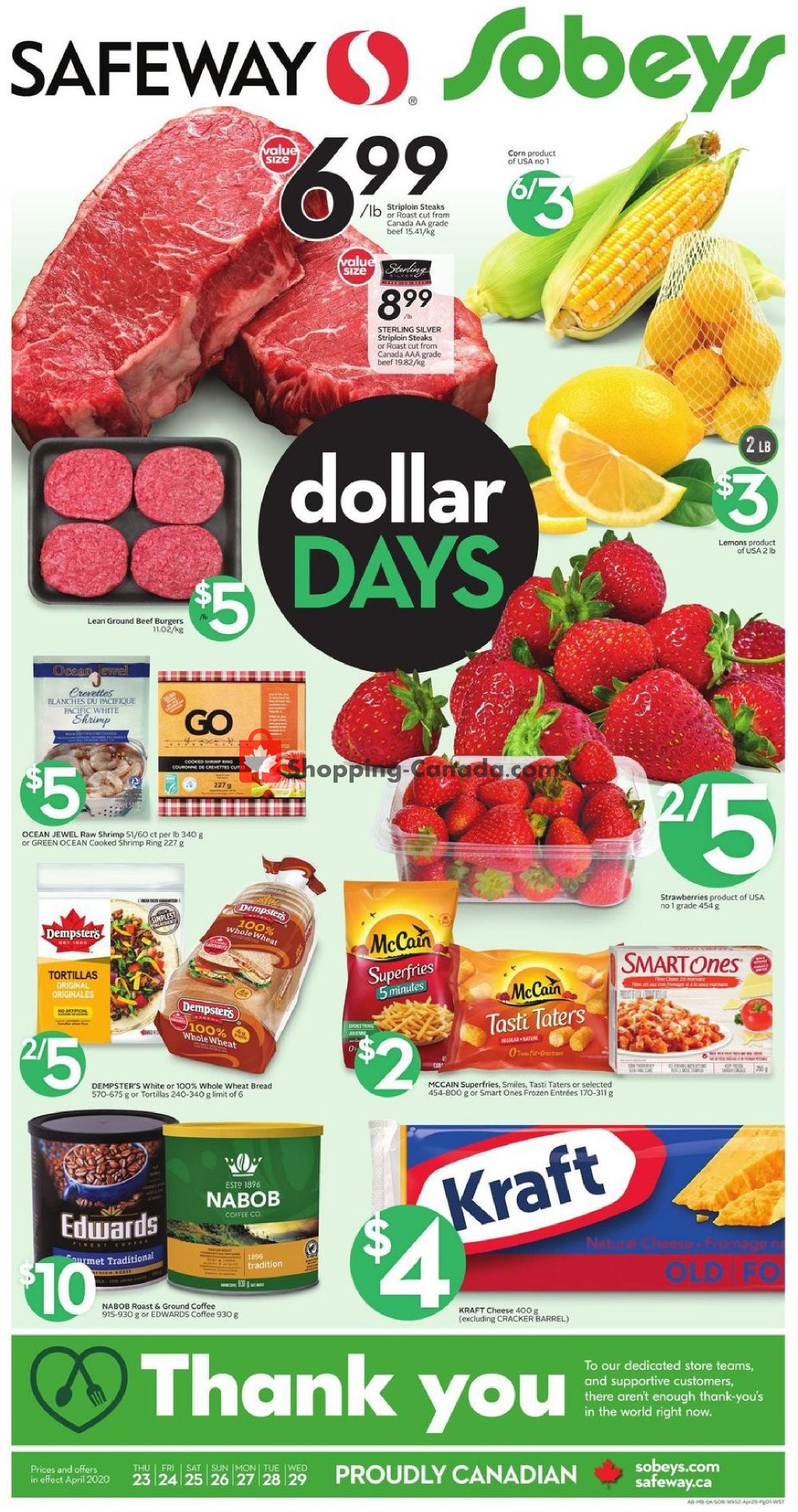 Sobeys flyer from Thursday April 23, 2020 to Wednesday April 29, 2020 - page 1