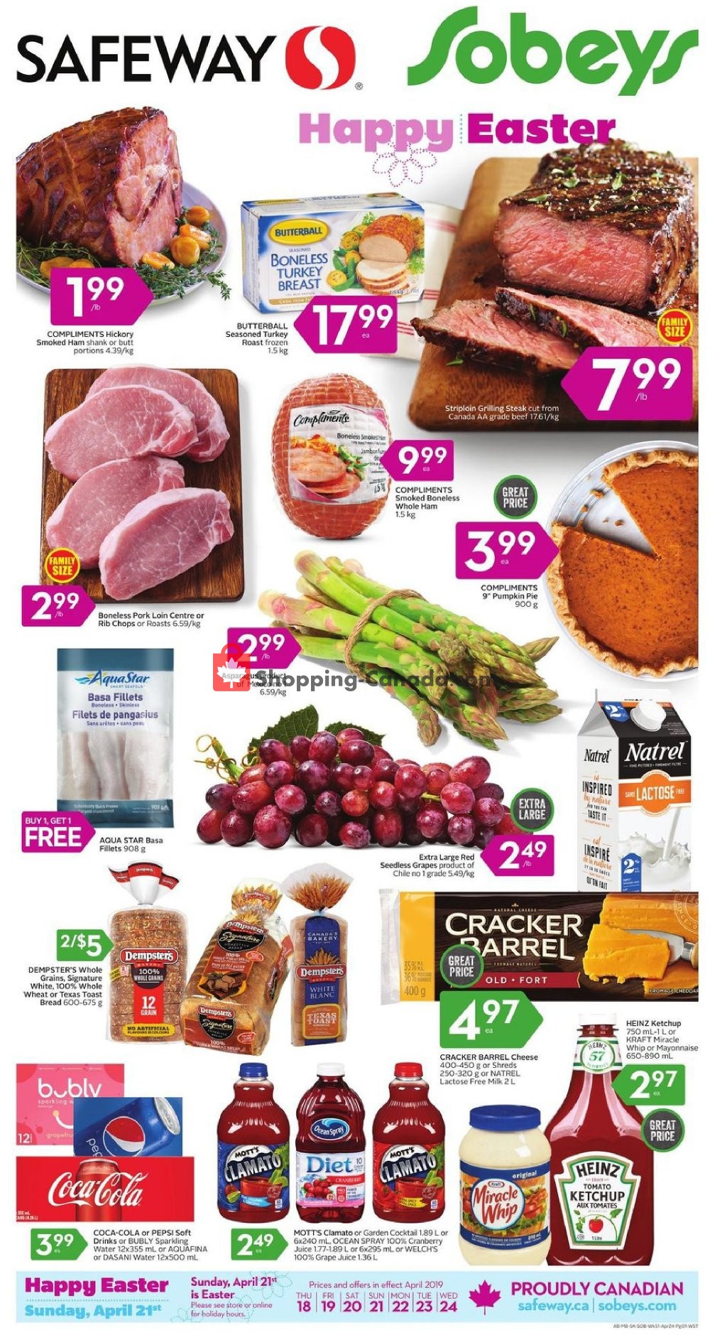 Sobeys flyer from Thursday April 18, 2019 to Wednesday April 24, 2019 - page 1