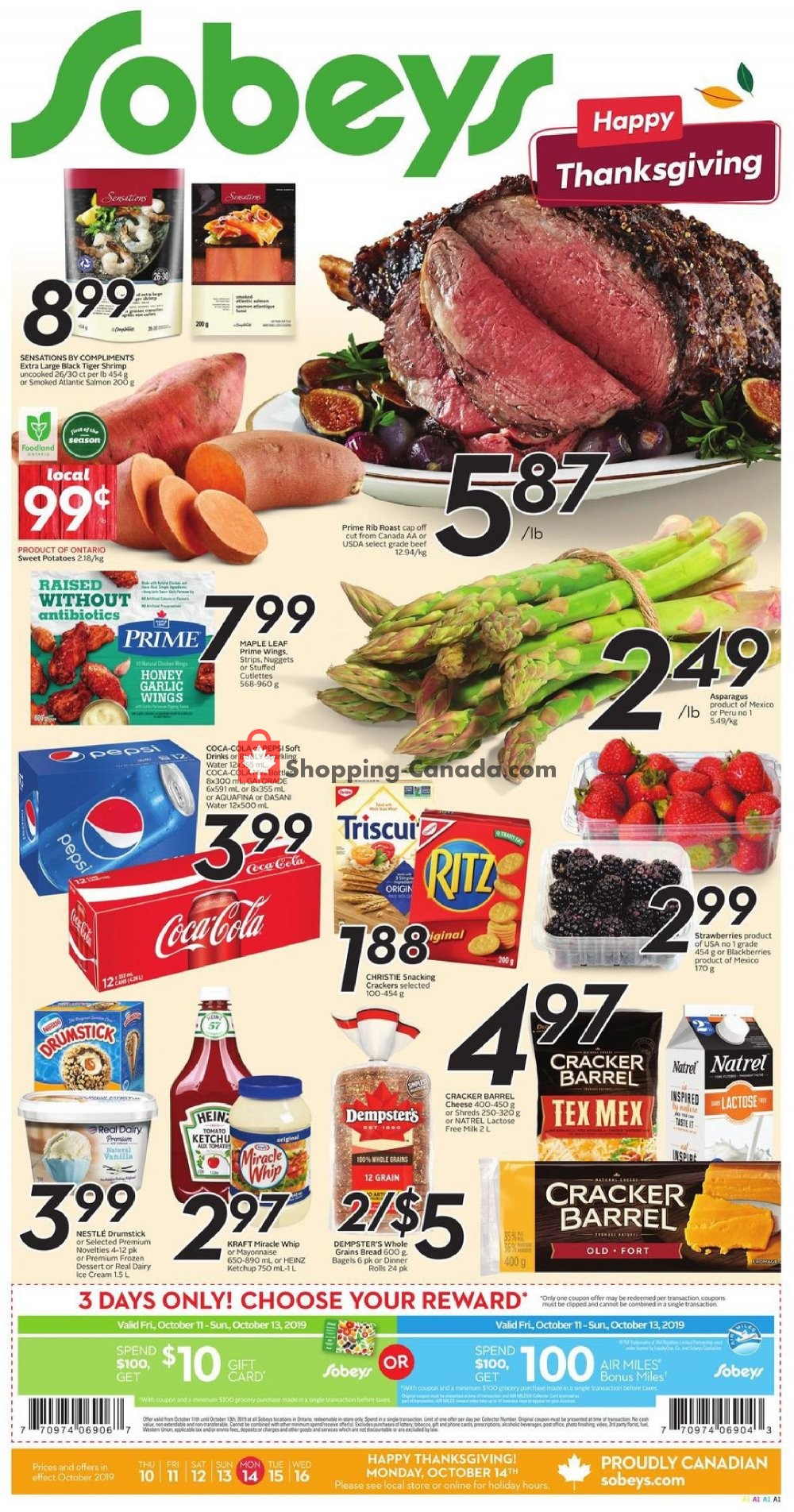 Sobeys flyer from Thursday October 10, 2019 to Wednesday October 16, 2019 - page 1