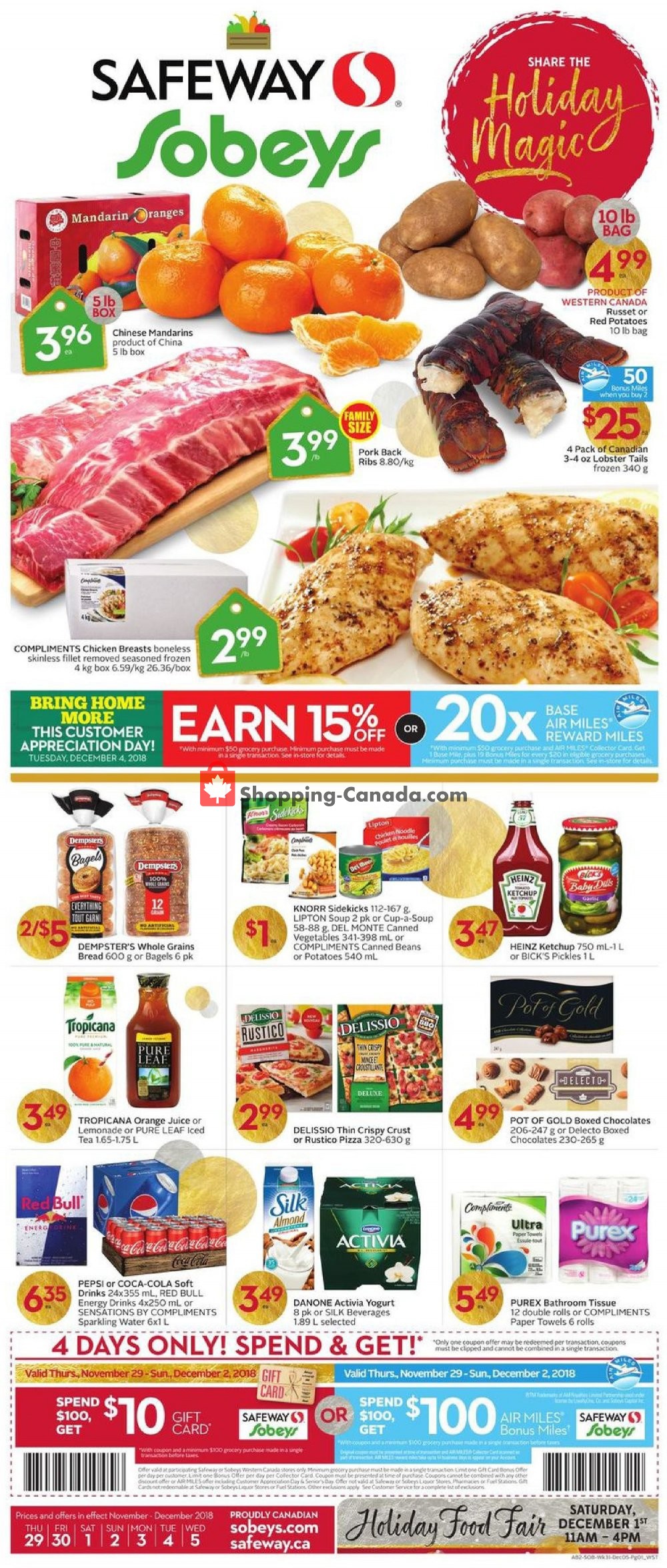 Sobeys flyer from Thursday November 29, 2018 to Wednesday December 5, 2018 - page 1