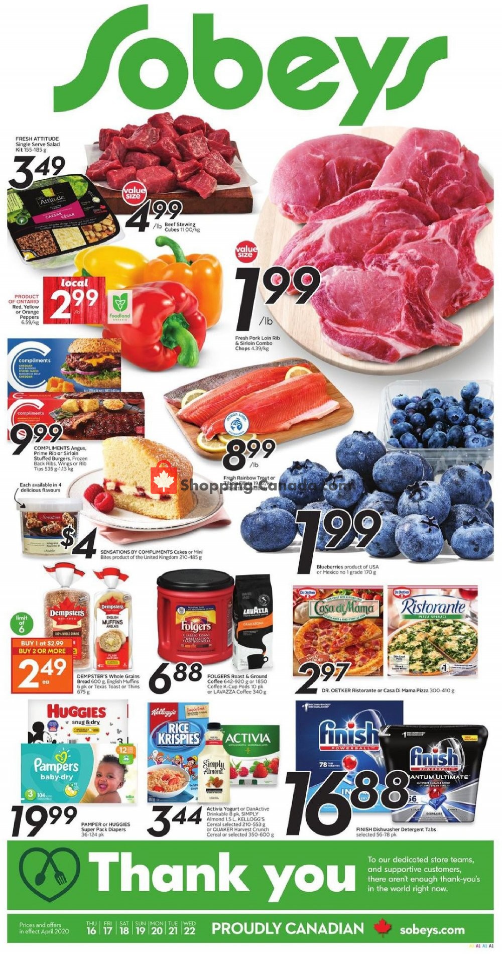 Sobeys flyer from Thursday April 16, 2020 to Wednesday April 22, 2020 - page 1