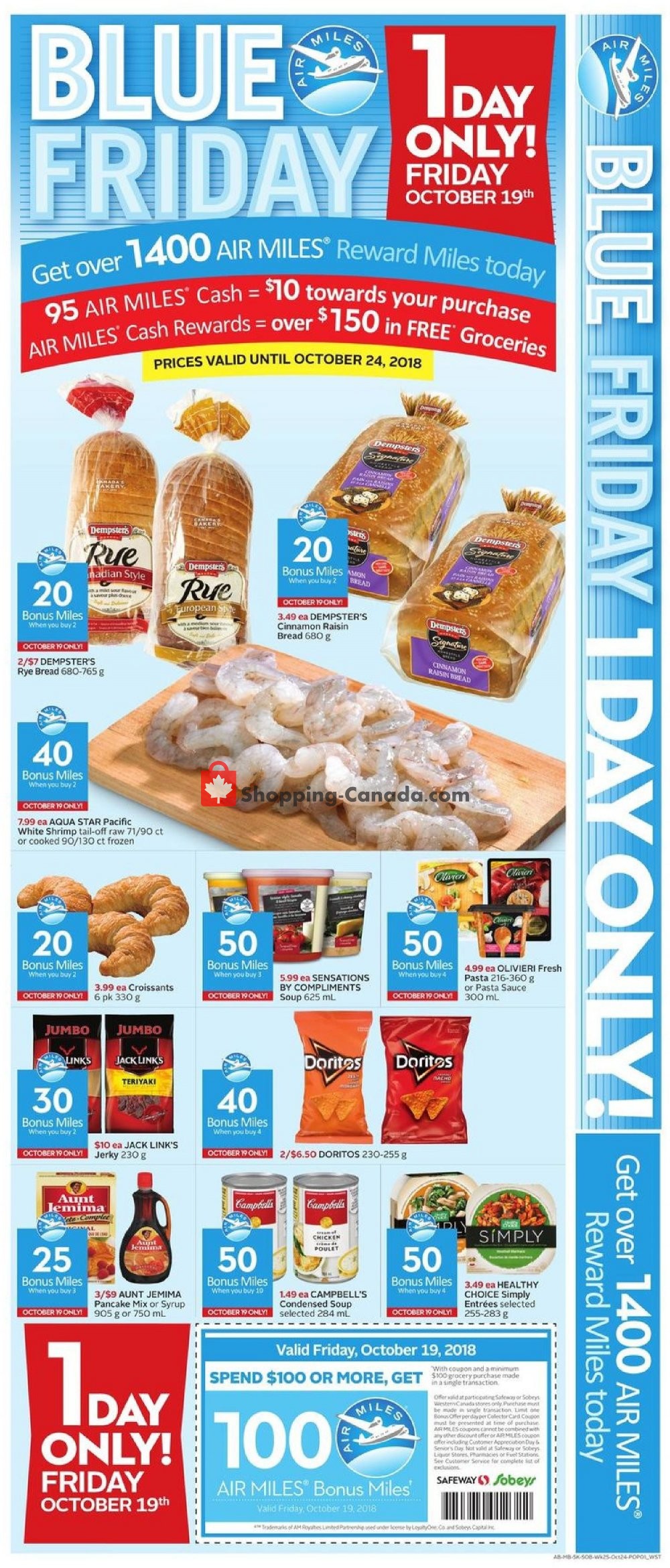 Sobeys flyer from Thursday October 18, 2018 to Wednesday October 24, 2018 - page 1