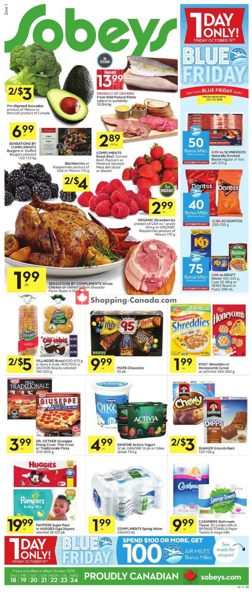 Sobeys flyer from Thursday October 18, 2018 to Wednesday October 24, 2018 - page 1