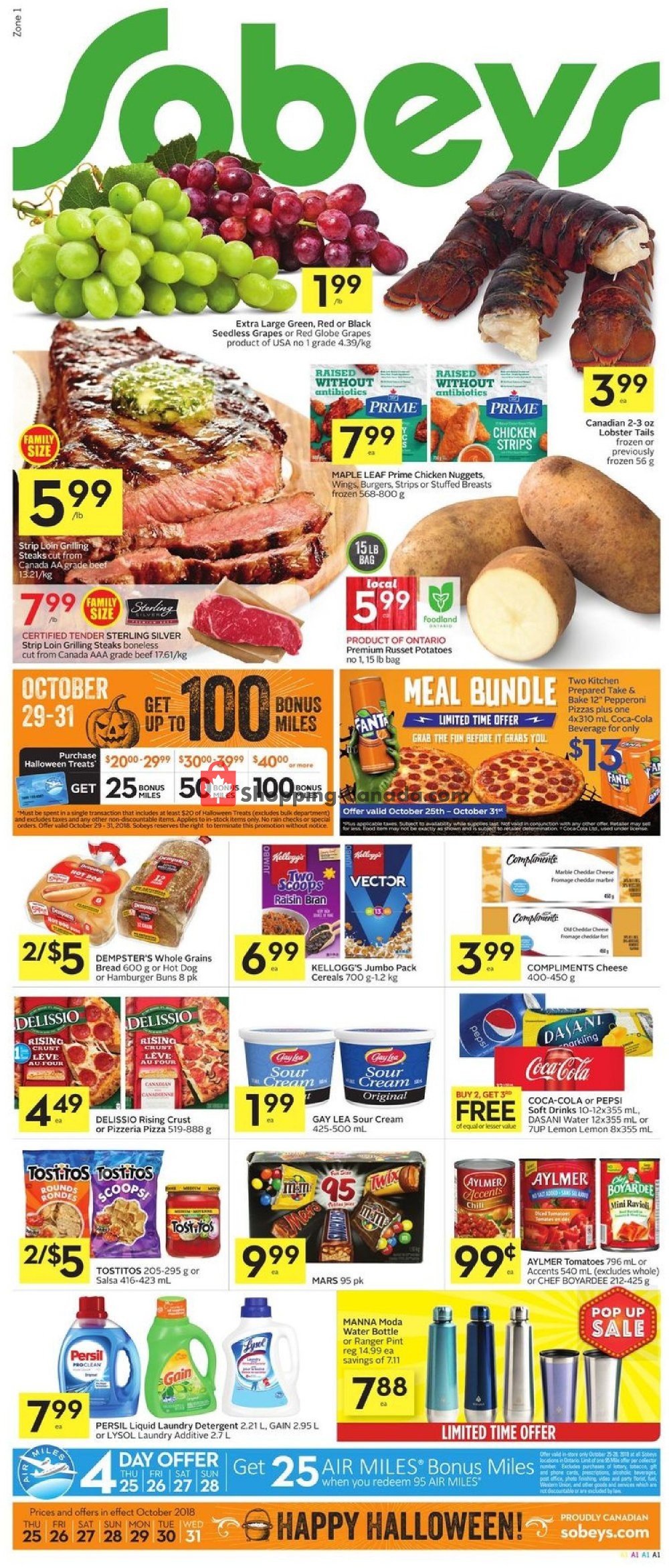 Sobeys flyer from Thursday October 25, 2018 to Wednesday October 31, 2018 - page 1